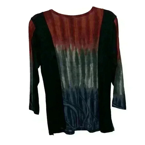 Parsley & Sage Womens SM Rayon Multicolor Abstract Tunic 3/4 Sleeve Pocket VNeck - Picture 11 of 12